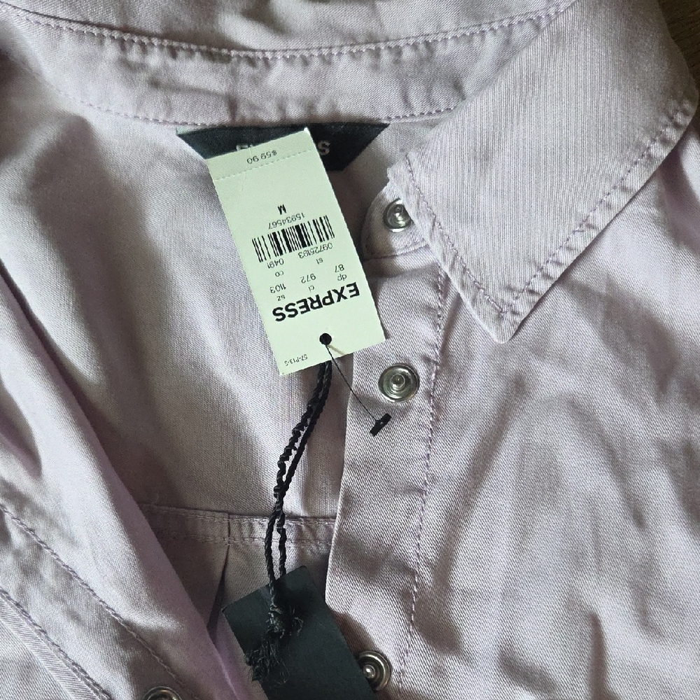 Express Soft Pink Collared Shirt - Picture 4 of 6